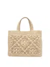 Tory Burch Beige Raffia T Monogram Tote Bag
