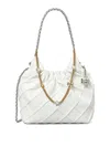 Tory Burch Mini Fleming Soft Distressed Drawstring Bag In White