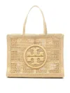 Tory Burch Neutral Ella Straw Crochet Tote Bag In White