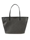 Tory Burch Spacious Black Cotton Tote With Structured Silhouette In Black