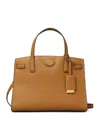 Tory Burch Robinson Pebbled Leather Small Satchel In Brown