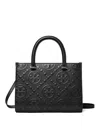 Tory Burch T Monogram Embossed Square Tote In Black