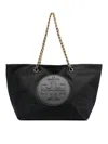 Tory Burch Ella Black Tote Bag With Logo Patch In Nylon Woman In Black