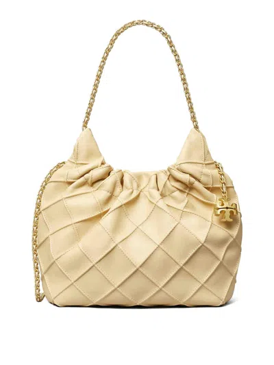 Tory Burch Fleming Mini Hobo In Nude & Neutrals