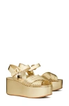 Tory Burch Bombe Cross Strap Platform Sandals 50mm Spark Gold In Spark Gold/spark Gold