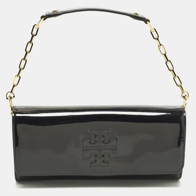 Pre-owned Tory Burch Bombe Black Patent Leather Clutch