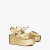 Tory Burch Bombe Cross Strap Platform Sandals 50mm Spark Gold In Spark Gold/spark Gold