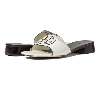 Pre-owned Tory Burch Bombe Miller Leather Slides Ivory Coconut Us 9.5 $298 Authentic In White