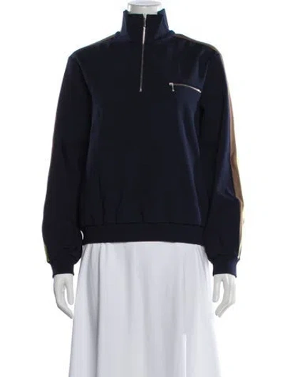 Pre-owned Tory Burch Bomber Jacket In Blue