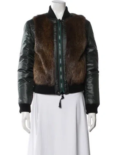 Pre-owned Tory Burch Bomber Jacket In Green