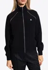 Tory Burch Bonded Crepe Zip-up Track Jacket In Black