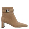 Tory Burch Georgia Suede Ankle Boots With Block Heel In Nude
