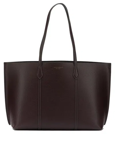 Tory Burch Bordeaux Cow Leather Cotton Shoulder Bags In Burgundy