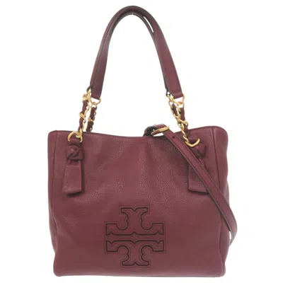 Pre-owned Tory Burch Bordeaux Leather Handbag Shoulder Bag ()
