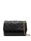 Tory Burch Fleming Soft Convertible Leather Shoulder Bag In Nero