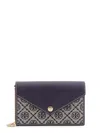 Tory Burch Borsa T-monogram Envelope Chain Wallet In Blue