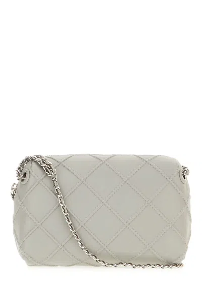 Tory Burch Fleming Soft Leather Crossbody Bag In Gray