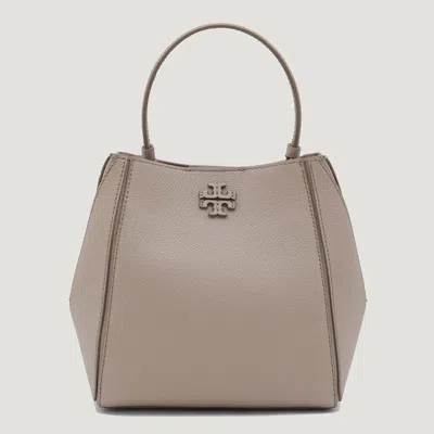 Tory Burch Grey Leather Satchel In Clay