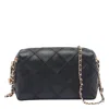 Tory Burch Fleming Black Diamond Quilted Shoulder Bag With Chain-link Shoulder Strap In Leather Woman