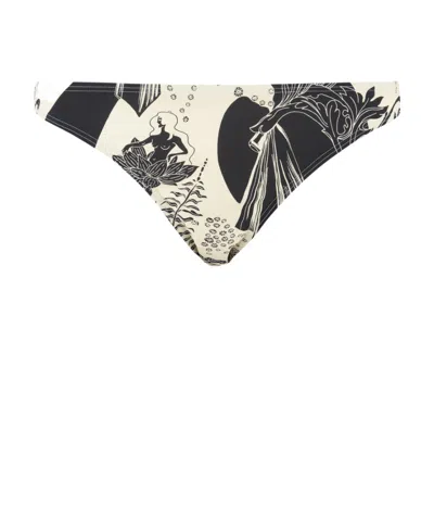 Tory Burch Botanical-print Slip-on Bikini Briefs In Black