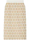 TORY BURCH BOUCLÉ MID-LENGTH SKIRT IN SAND BEIGE AND CLOUD WHITE