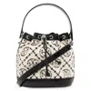 Tory Burch Boucle Monogram Drawstring Bucket Bag In Black
