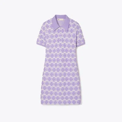 Tory Burch Bouclé Polo Dress In Crisp Lavender/soft White