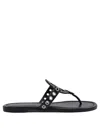 Tory Burch Bovine Leather Sandals With Decorative Cutouts In Gray