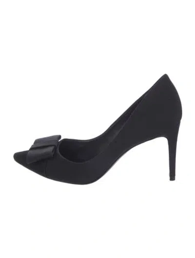 Pre-owned Tory Burch Bow Accents Pumps In Black