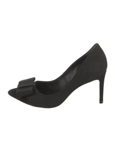 Pre-owned Tory Burch Bow Accents Pumps In Black