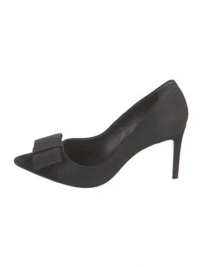 Pre-owned Tory Burch Bow Accents Pumps In Black