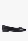 TORY BURCH BOW-APPLIQUE LEATHER BALLET FLATS