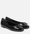Tory Burch Cap-toe Bow Embellished Ballet Flats In Black