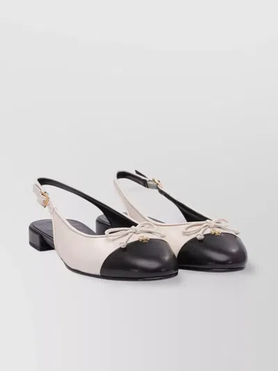 TORY BURCH BOW DETAIL ROUND TOE SLINGBACK BALLERINA SHOES