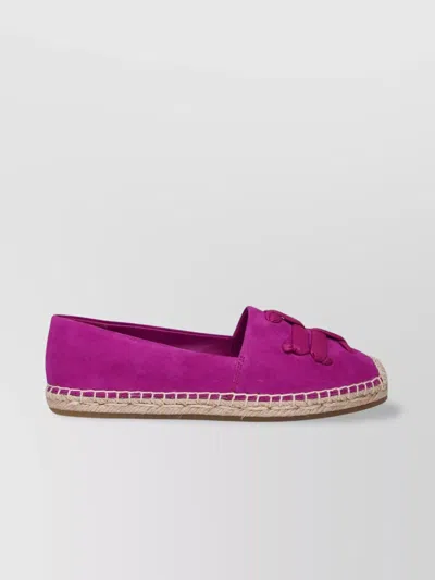 Tory Burch Bow Detail Suede Espadrilles In Burgundy