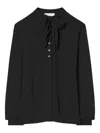 Tory Burch Bow Georgette Blouse In Black