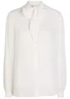 Tory Burch Bow Semi-sheer Georgette Blouse In White