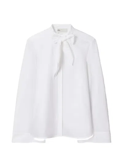 Tory Burch Bow-detail Long-sleeve Shirt In White