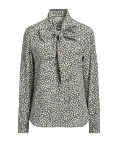 Tory Burch Bow-tie Shirt In Gray