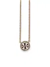 Tory Burch Brass Miller Necklace Chain Link Circular Pendant