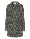 Tory Burch Graphic Print Tunic Belted Waist In Grey