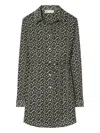 Tory Burch Graphic Print Tunic Belted Waist In Black