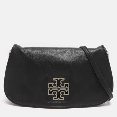 Pre-owned Tory Burch Britten Black Leather Shoulder Bag