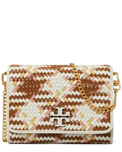 Tory Burch Britten Calf Leather Chain Wallet In Multi