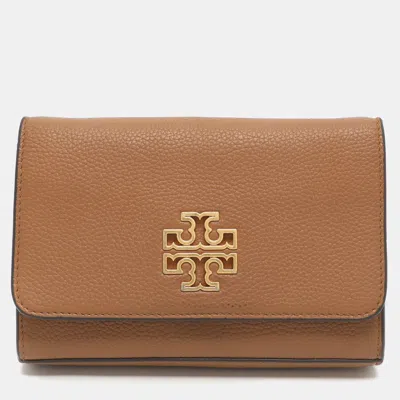 Pre-owned Tory Burch Britten Combo Brown Leather Crossbody Bag
