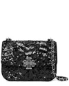 Tory Burch Britten Sequins Small Adjustable Shoulder Bag In Black