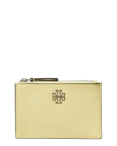 Tory Burch Britten Soft Leather Card Case In Yellow