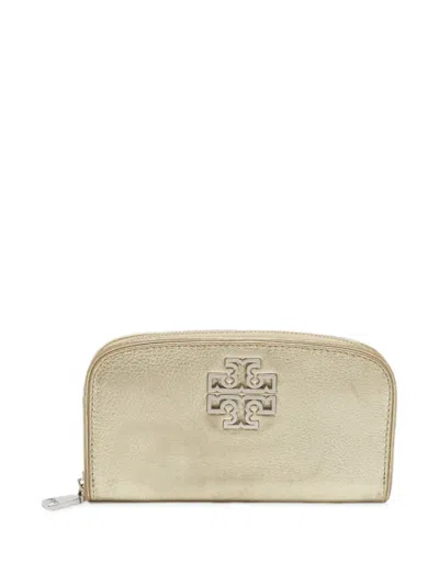 Pre-owned Tory Burch Britten Zip-around Wallet In Neutrals