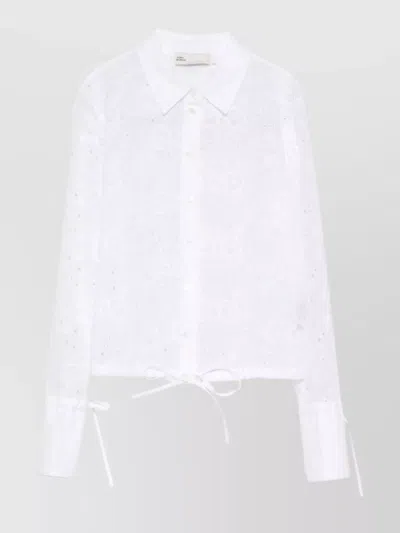 Tory Burch Broderie Anglaise Dress Drawstring Waist Floral In White