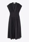 Tory Burch Gathered Broderie Anglaise Cotton Midi Dress In Black